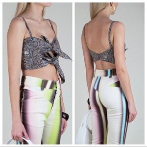 House of Sunny Cristina Crop Top Faux Snakeskin